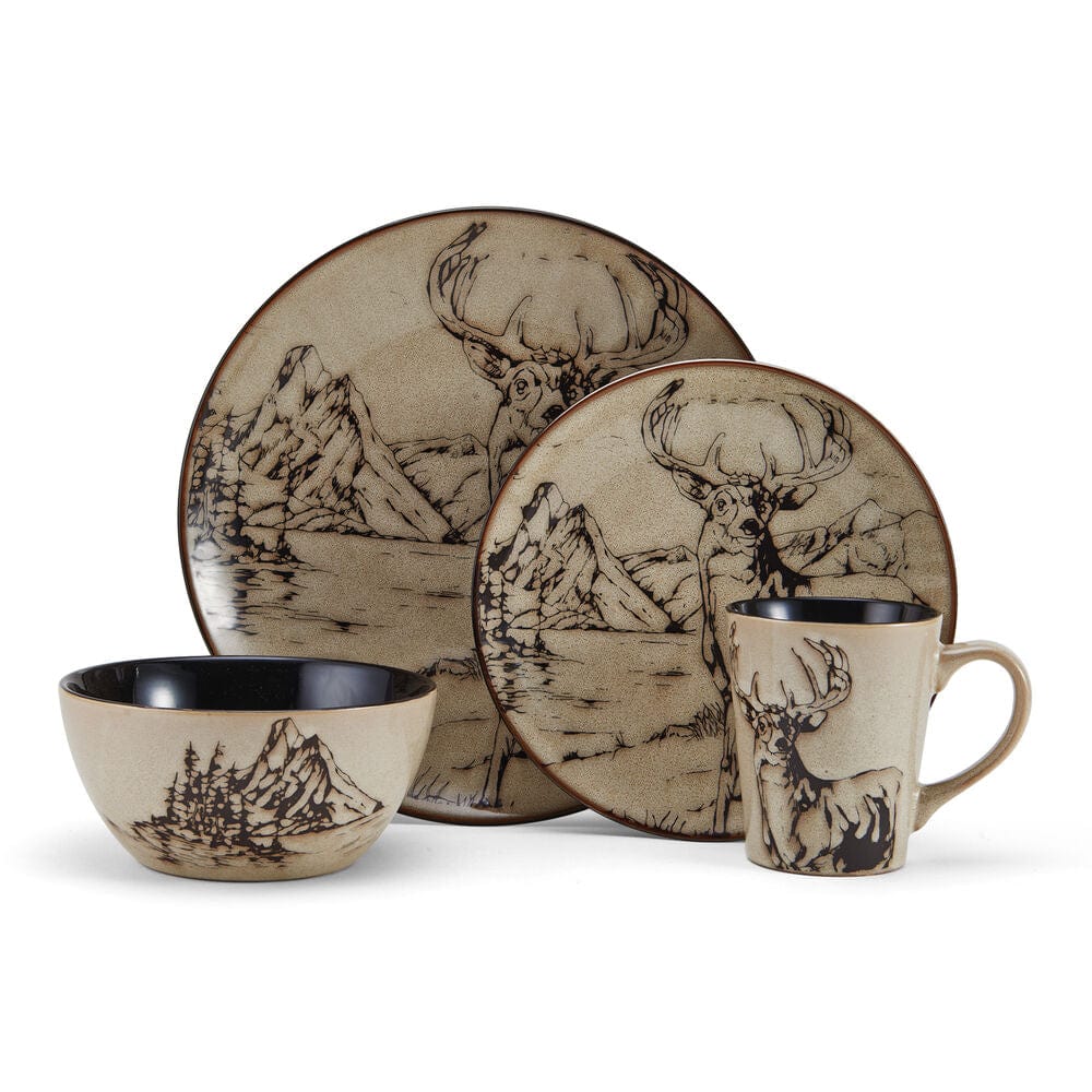 Mossy Oak Animal Print 16 Piece Dinnerware Set. Service for 4