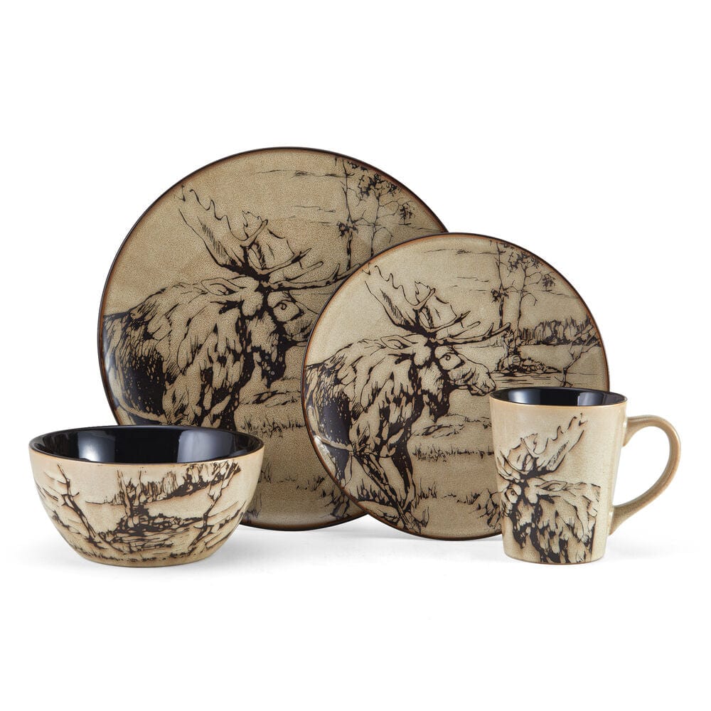 Mossy Oak Animal Print 16 Piece Dinnerware Set. Service for 4