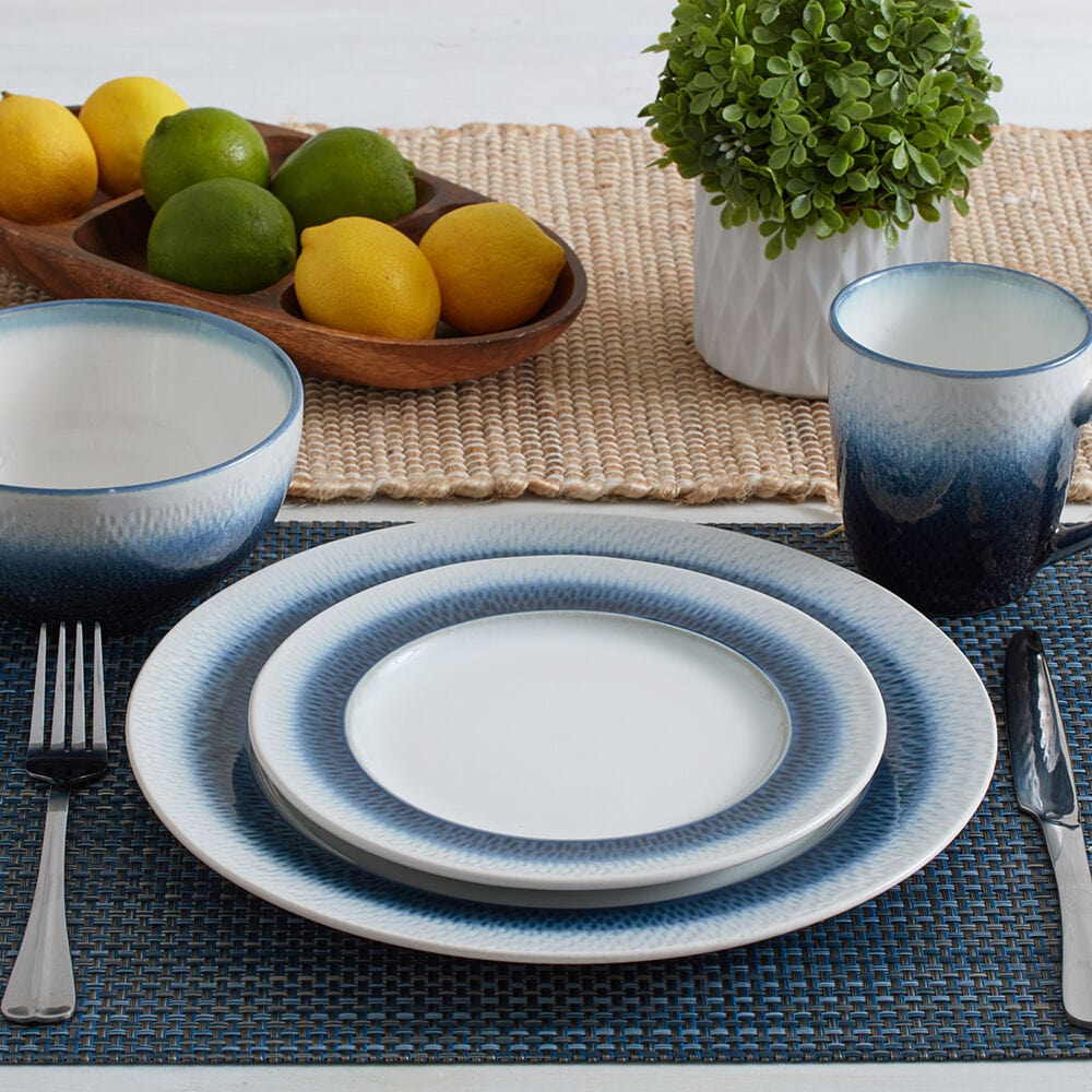 Eclipse Blue 16 Piece Dinnerware Set. Service for 4