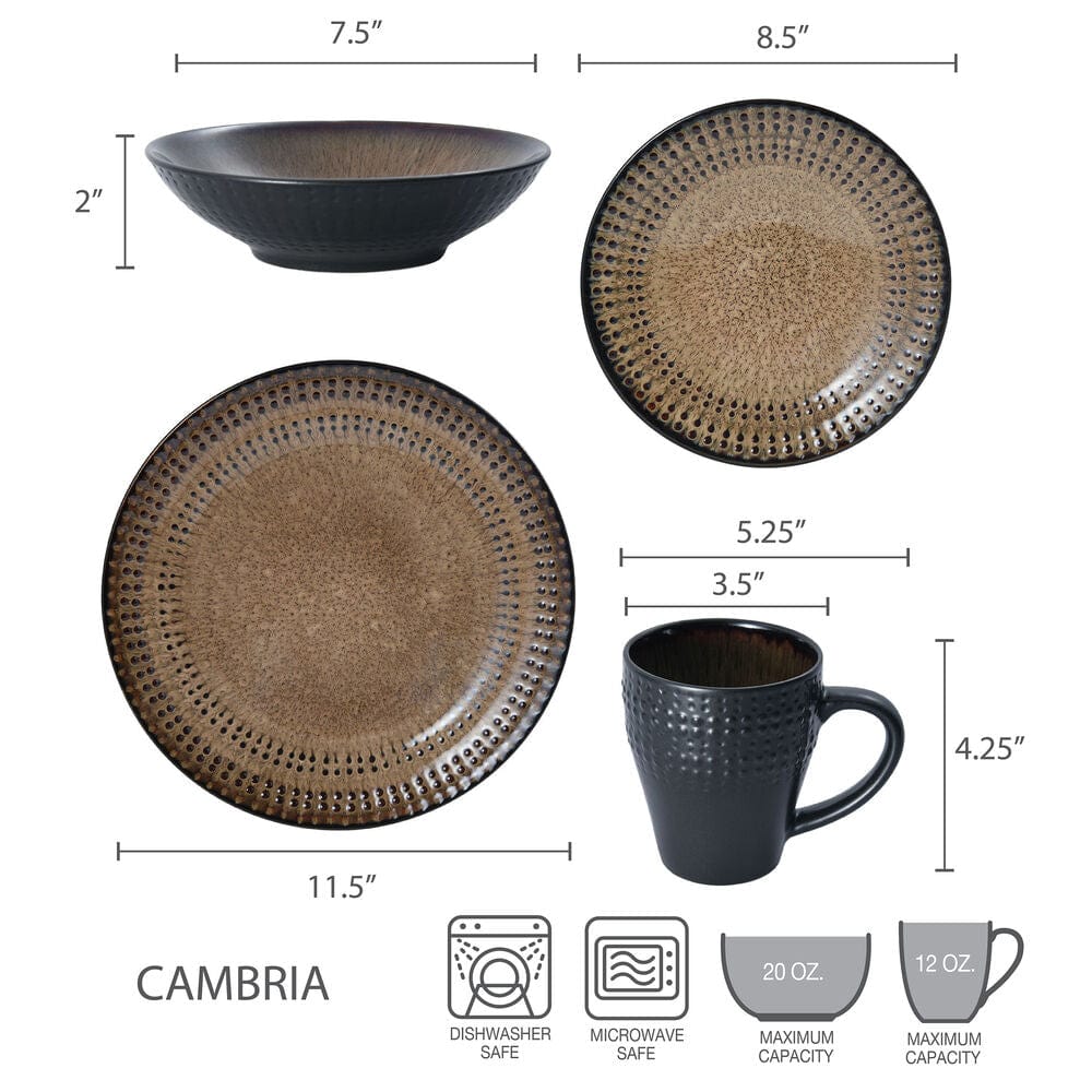 Cambria 16 Piece Dinnerware Set. Service for 4