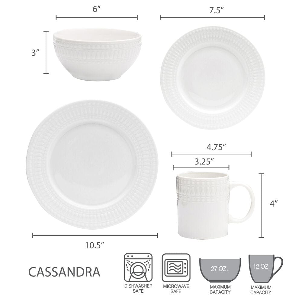 Cassandra 16 Piece Dinnerware Set. Service for 4