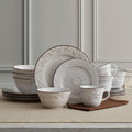 Trellis White 16 Piece Dinnerware Set. Service for 4