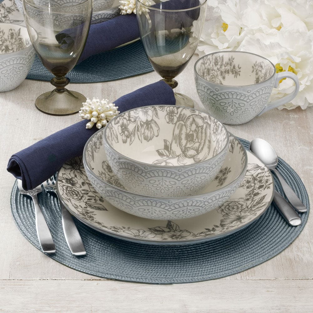 Gabriela Gray 16 Piece Dinnerware Set. Service for 4