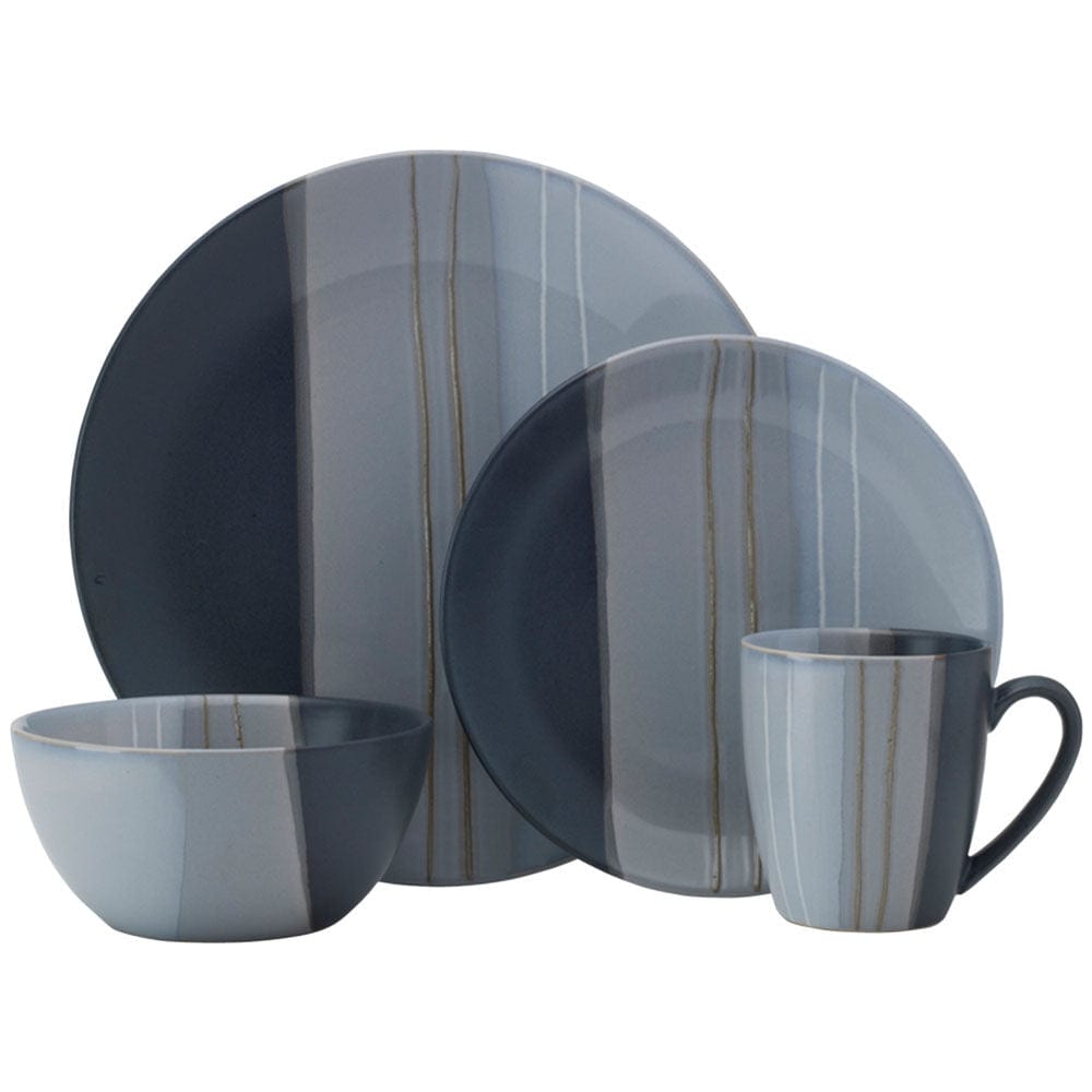 Parker Gray 16 Piece Dinnerware Set. Service for 4