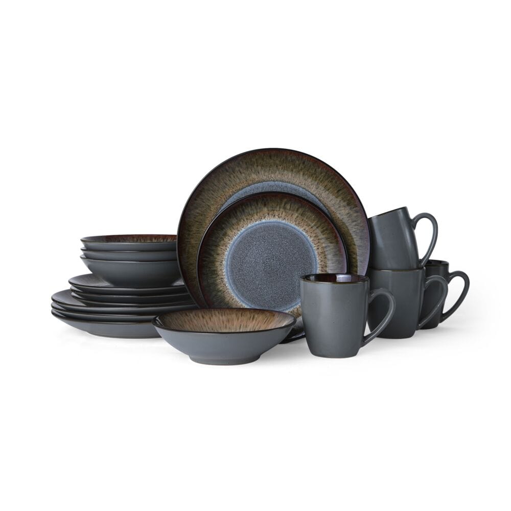 Monroe Gray 16 Piece Dinnerware Set. Service for 4