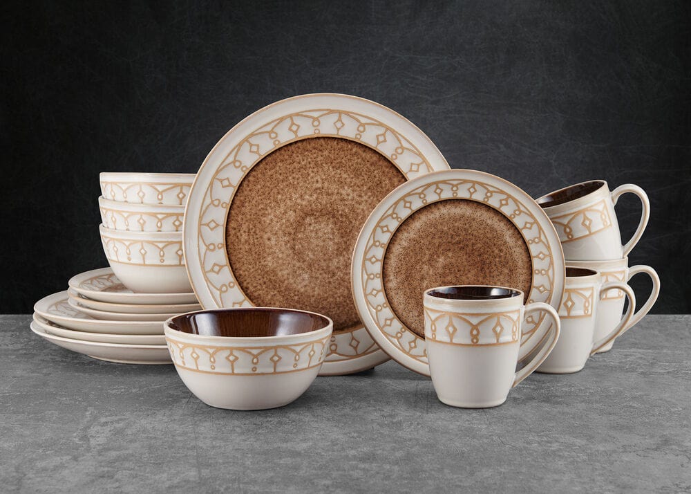 Remi Beige 16 Piece Dinnerware Set. Service for 4