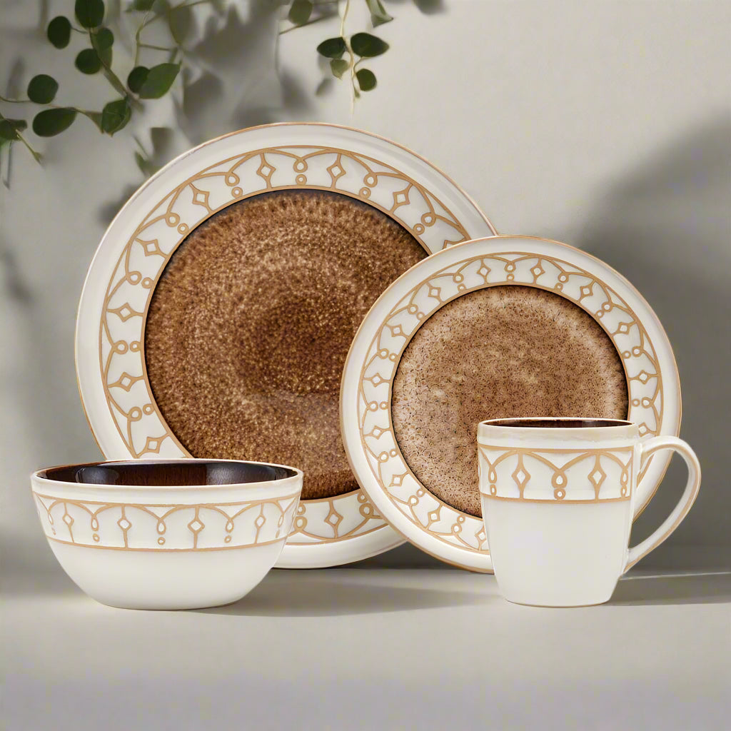 Remi Beige 16 Piece Dinnerware Set. Service for 4