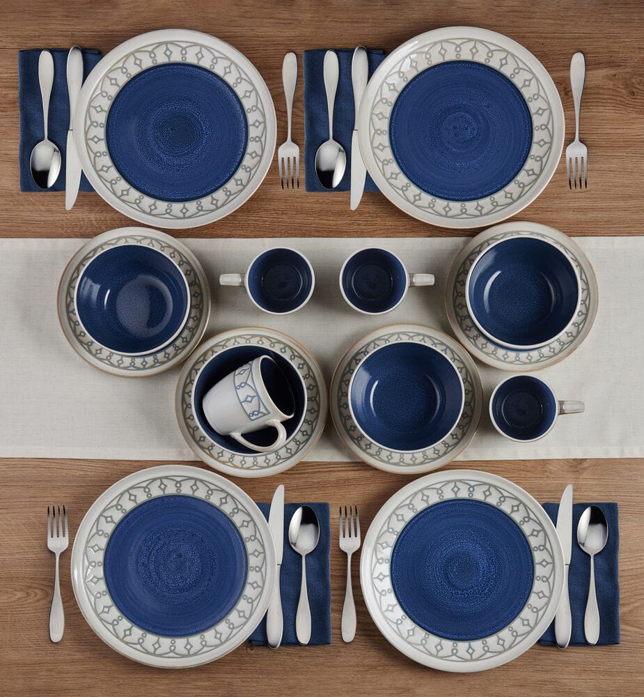 Remi Blue 16 Piece Dinnerware Set. Service for 4