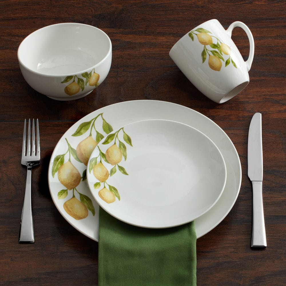 Lemons 16 Piece Dinnerware Set. Service for 4