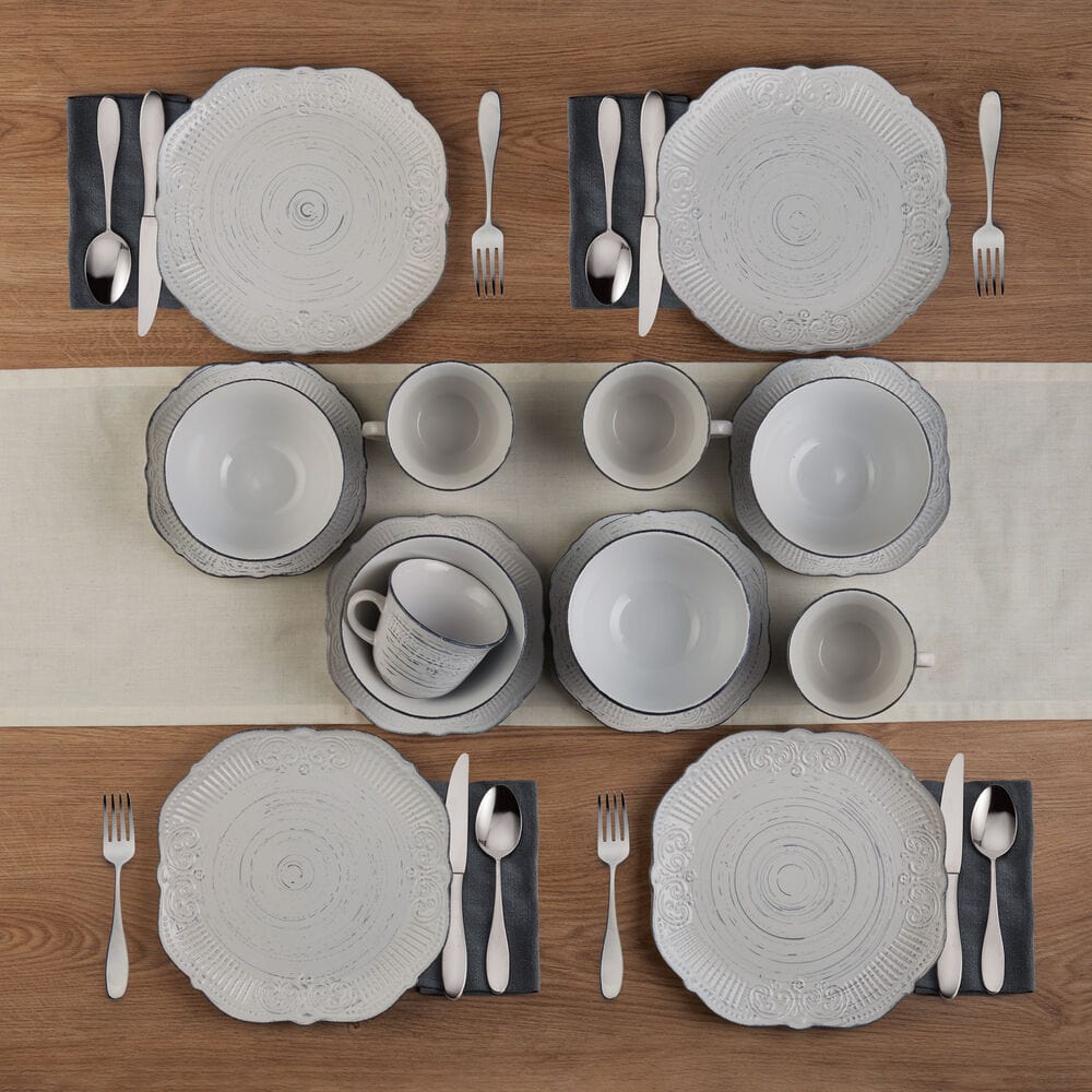 Isabella Gray 16 Piece Dinnerware Set. Service for 4