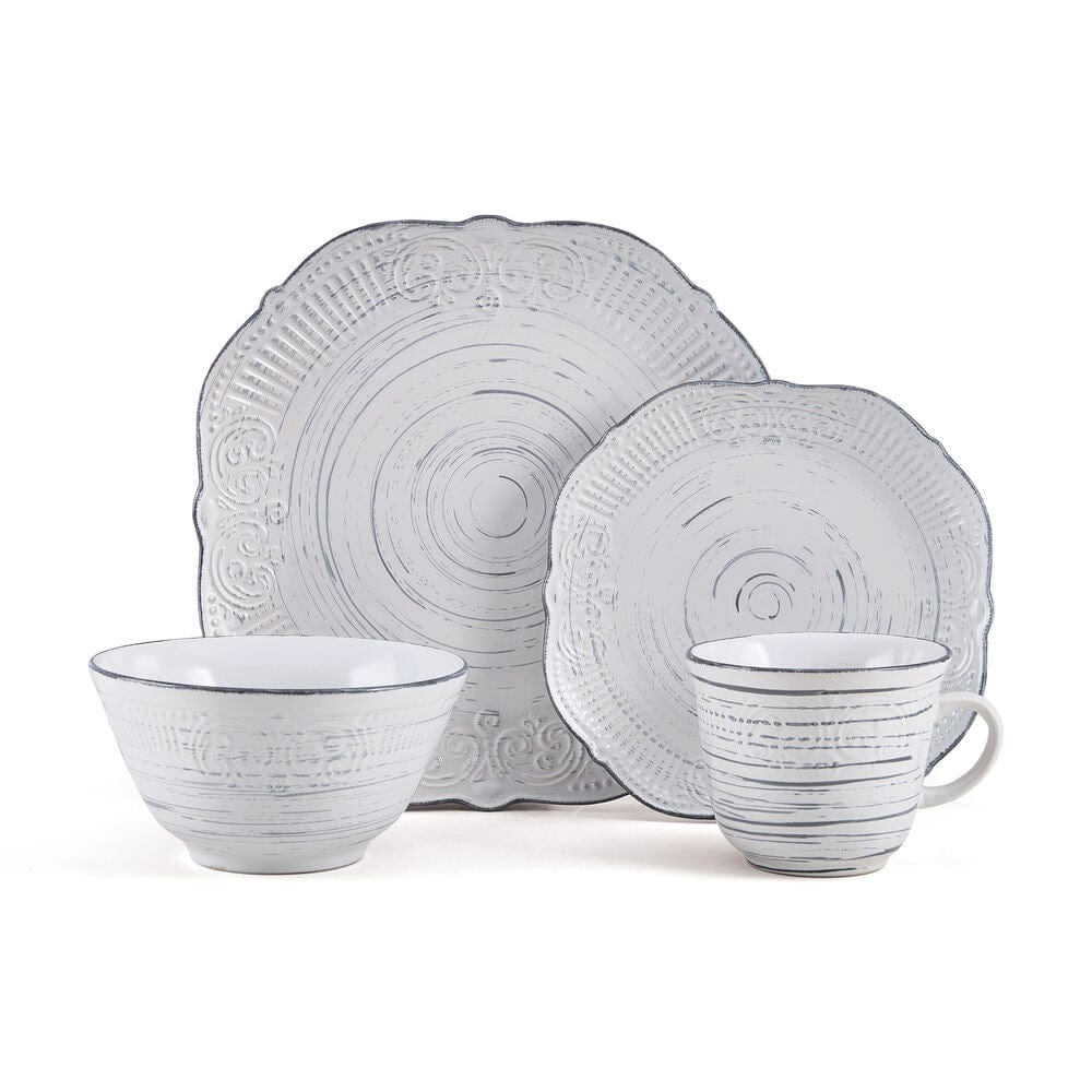 Isabella Gray 16 Piece Dinnerware Set. Service for 4