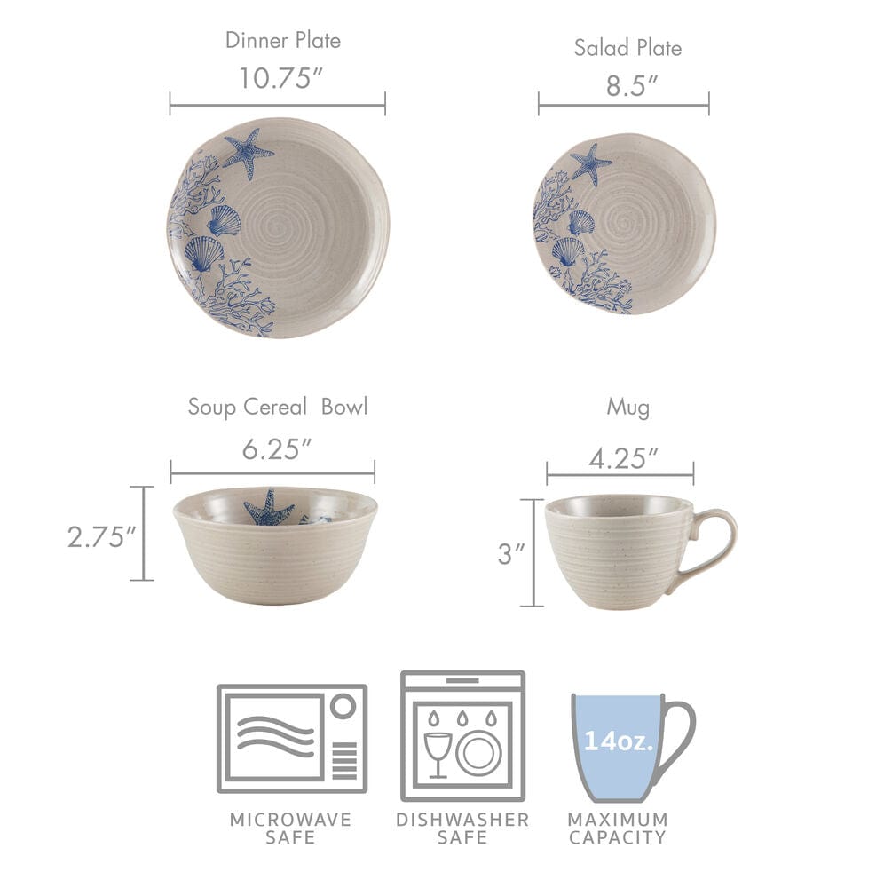 Southport 16 Piece Dinnerware Set. Service for 4
