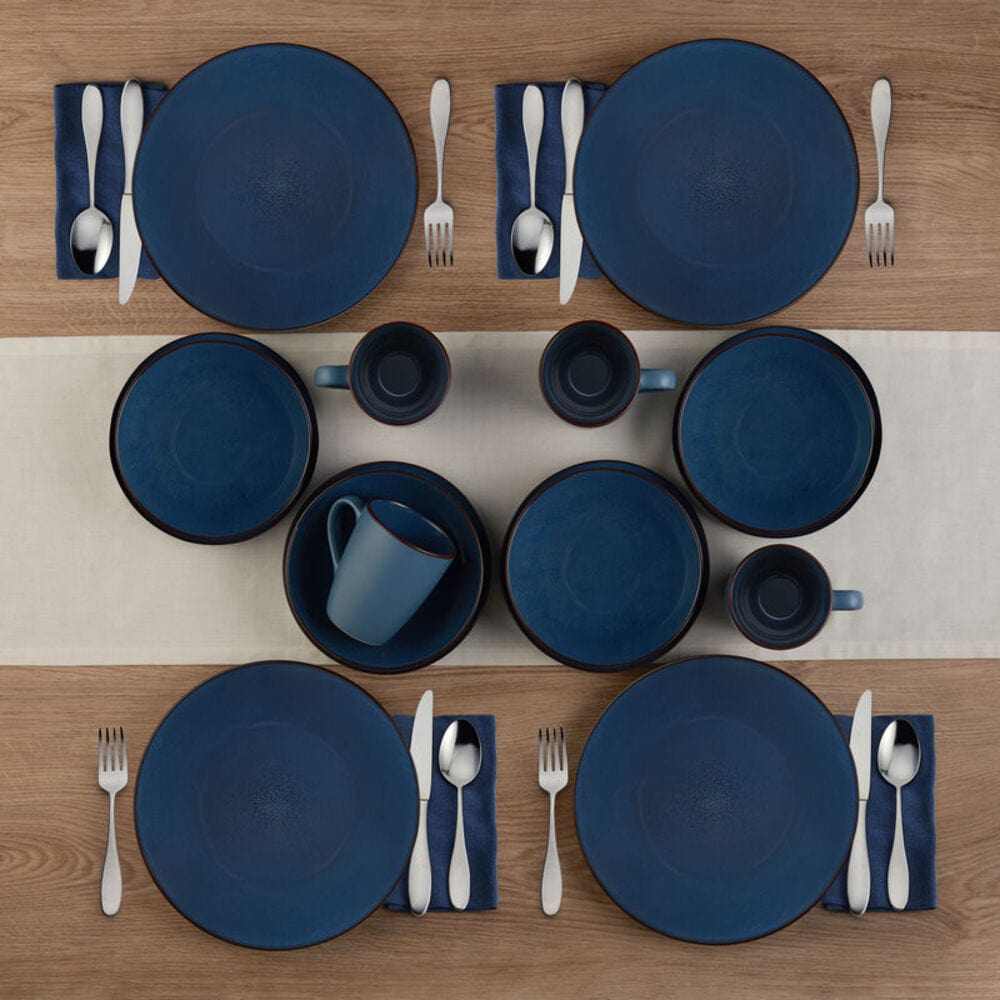 Pierce Blue 16 Piece Dinnerware Set. Service for 4