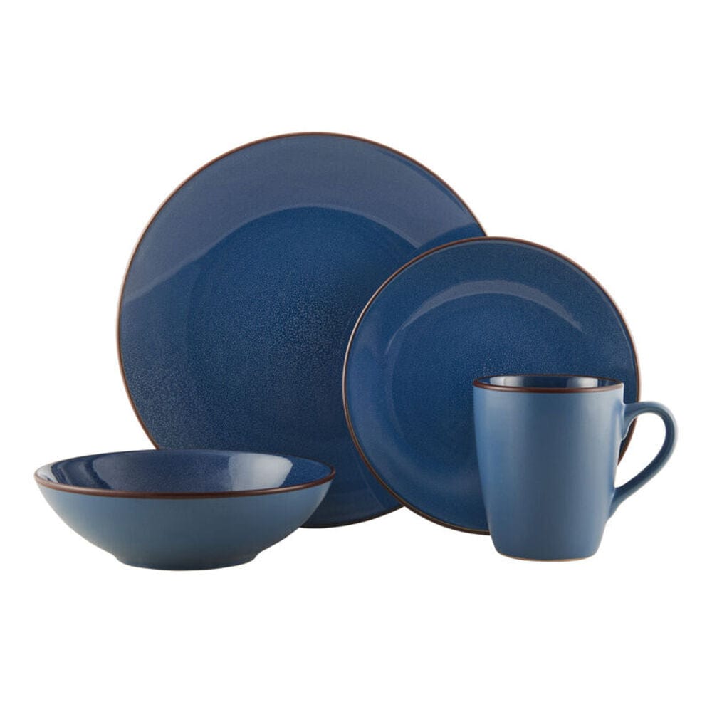 Pierce Blue 16 Piece Dinnerware Set. Service for 4