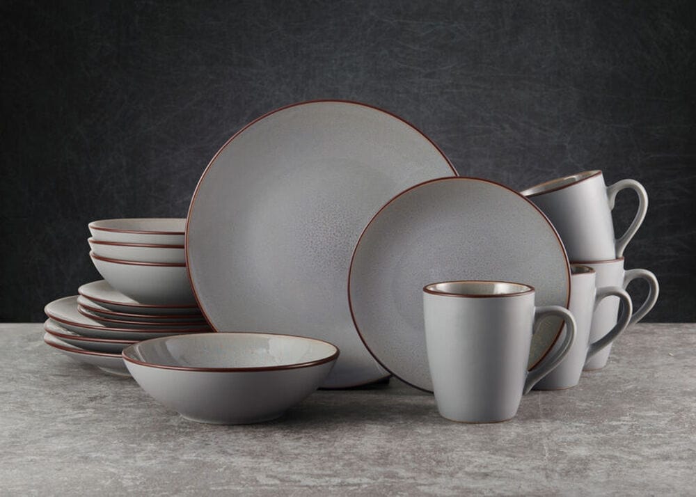 Pierce Gray 16 Piece Dinnerware Set. Service for 4