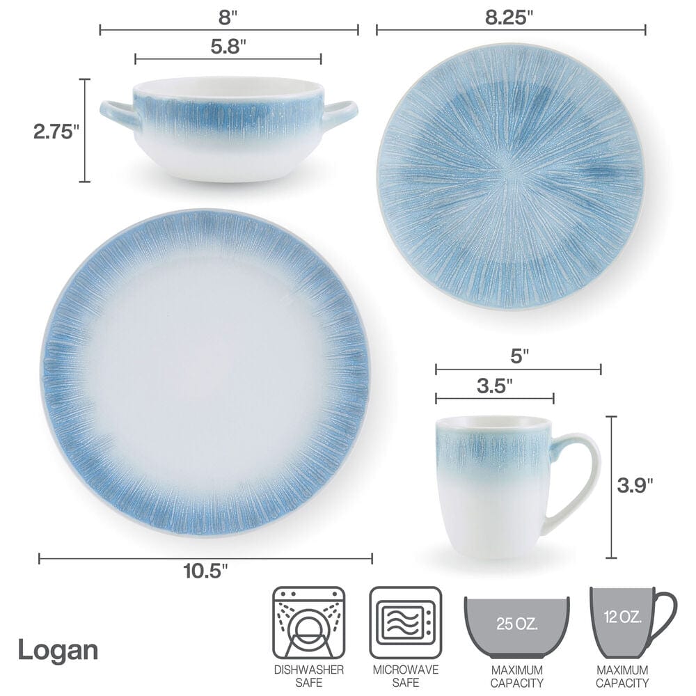 Logan 16 Piece Dinnerware Set. Service for 4
