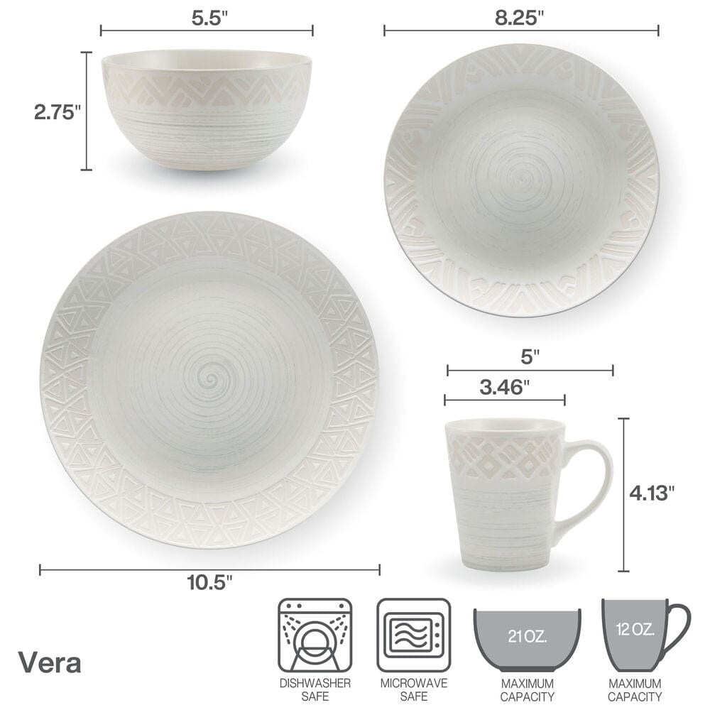 Vera 16 Piece Dinnerware Set. Service for 4
