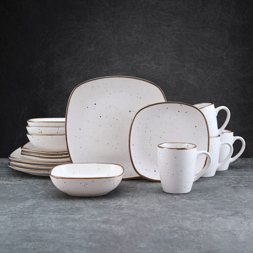 Decker White 16 Piece Dinnerware Set. Service for 4