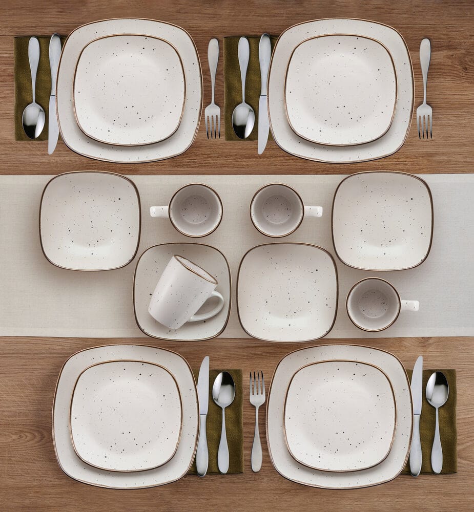 Decker White 16 Piece Dinnerware Set. Service for 4