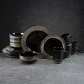 Bryson Black 16 Piece Dinnerware Set. Service for 4