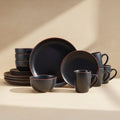 Hunter Black 16 Piece Dinnerware Set. Service for 4
