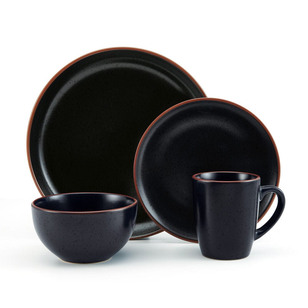 Hunter Black 16 Piece Dinnerware Set. Service for 4