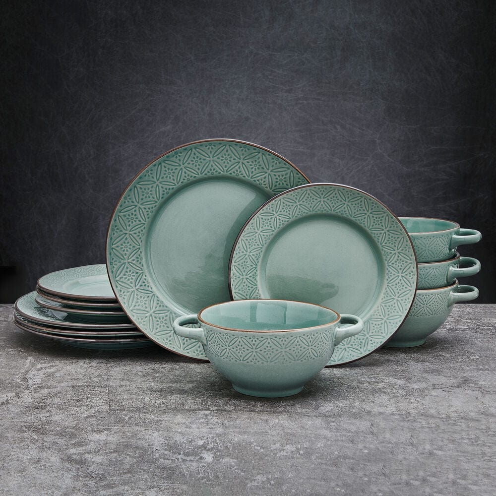 Kori Sage 12 Piece Dinnerware Set. Service for 4