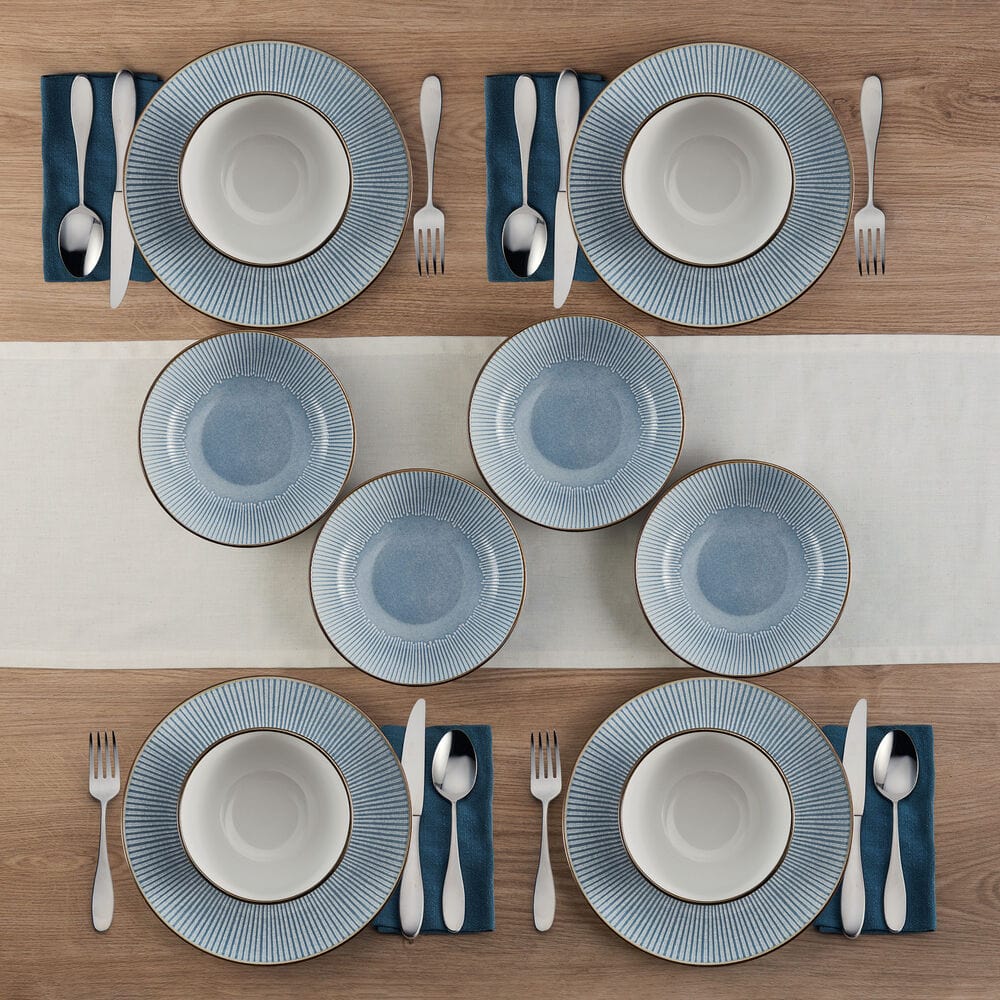Arlie Blue 12 Piece Pasta Dinnerware Set. Service for 4