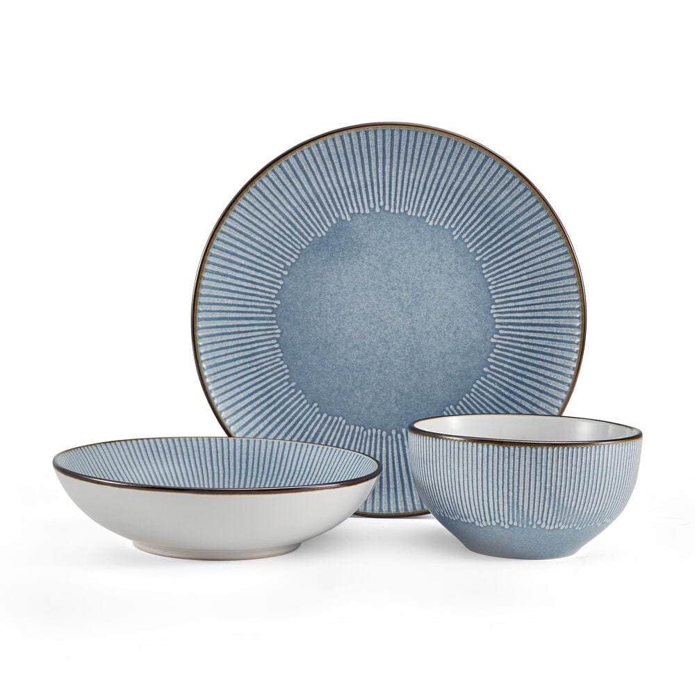 Arlie Blue 12 Piece Pasta Dinnerware Set. Service for 4