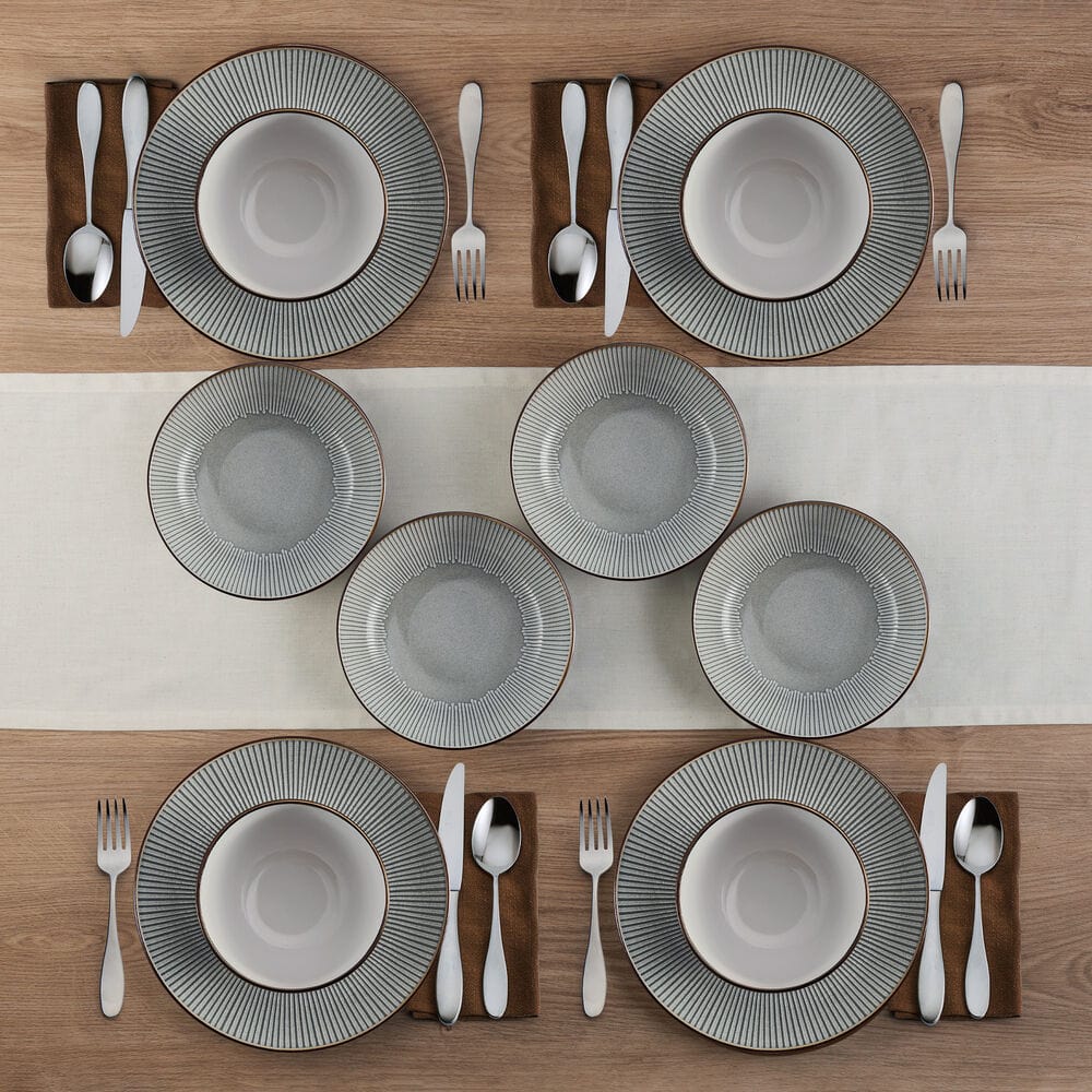 Arlie Gray 12 Piece Pasta Dinnerware Set. Service for 4