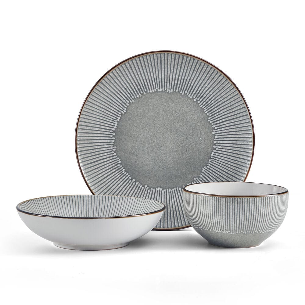 Arlie Gray 12 Piece Pasta Dinnerware Set. Service for 4