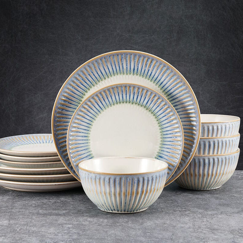 Hensley Blue 12 Piece Dinnerware Set. Service for 4