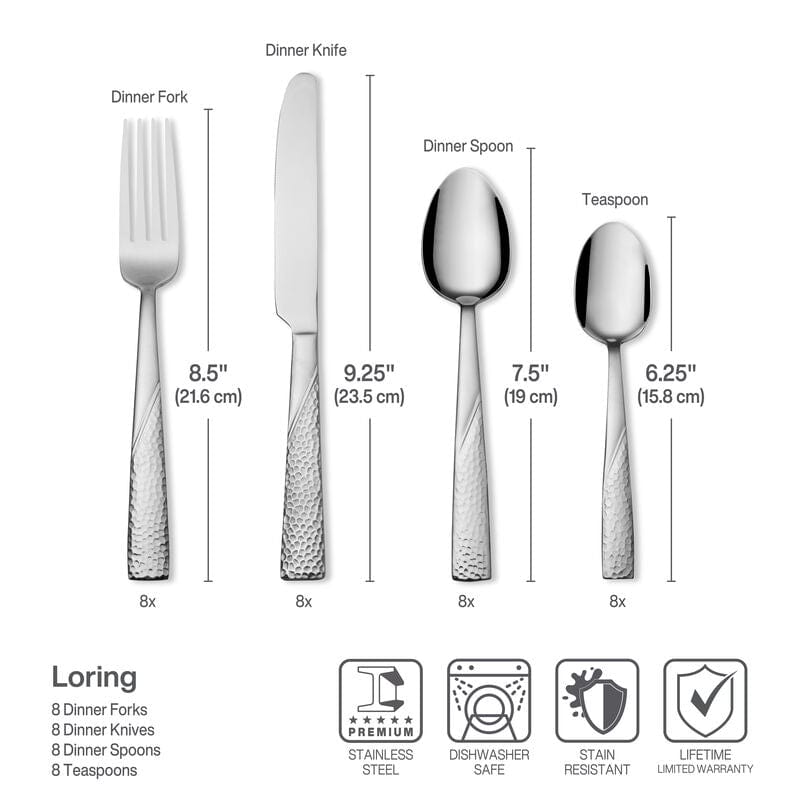 Loring 34 Piece Flatware Set. Service for 8