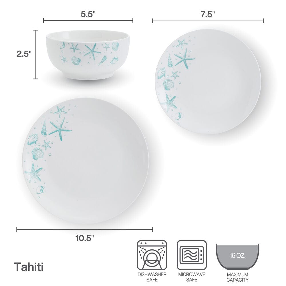 Tahiti 12 Piece Dinnerware Set. Service for 4