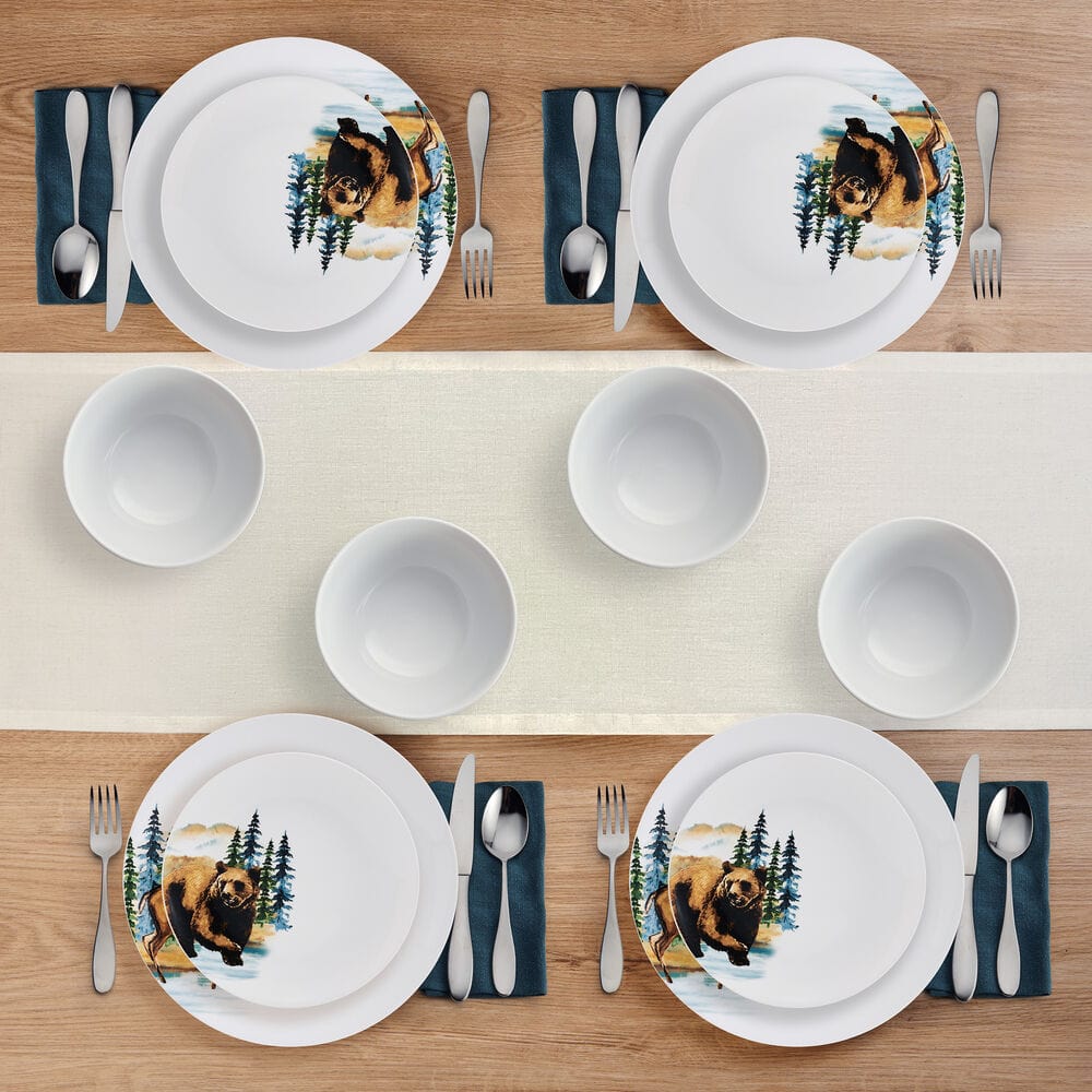 Woodland Animals 12 Piece Dinnerware Set. Service for 4