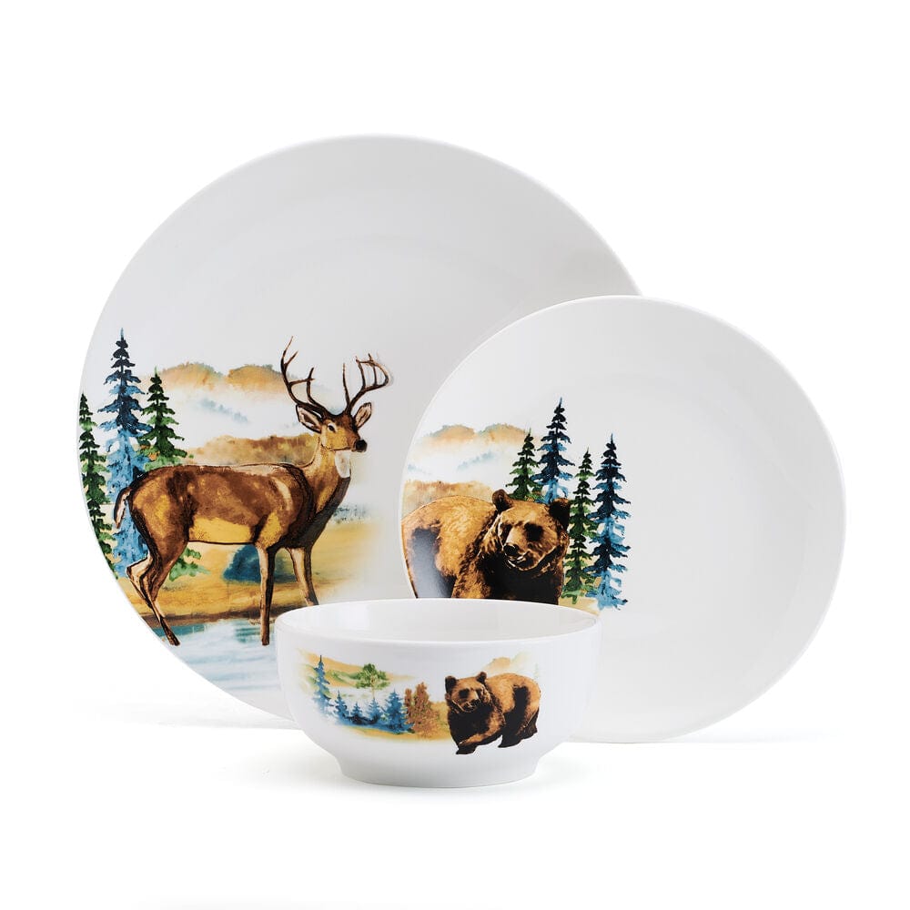 Woodland Animals 12 Piece Dinnerware Set. Service for 4