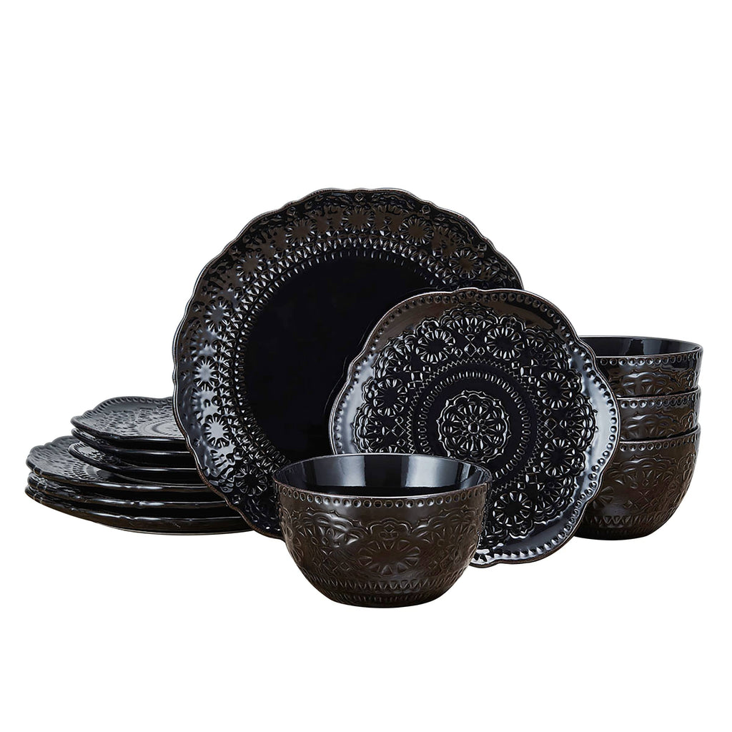 Chateau Midnight 12 Piece Dinnerware Set. Service for 4