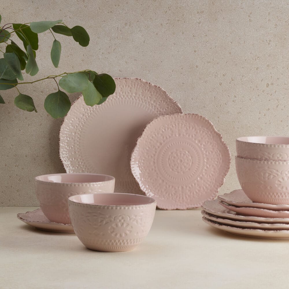 Chateau Pink 12 Piece Dinnerware Set. Service for 4
