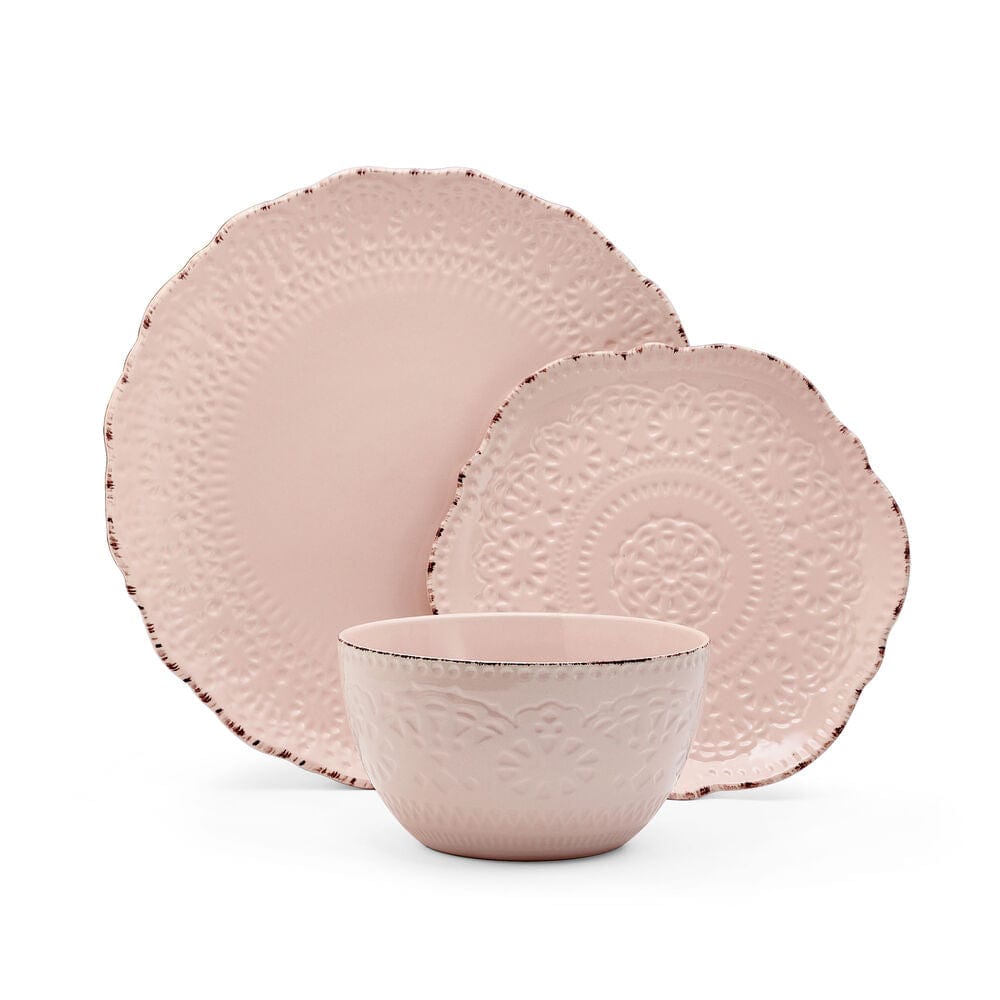Chateau Pink 12 Piece Dinnerware Set. Service for 4