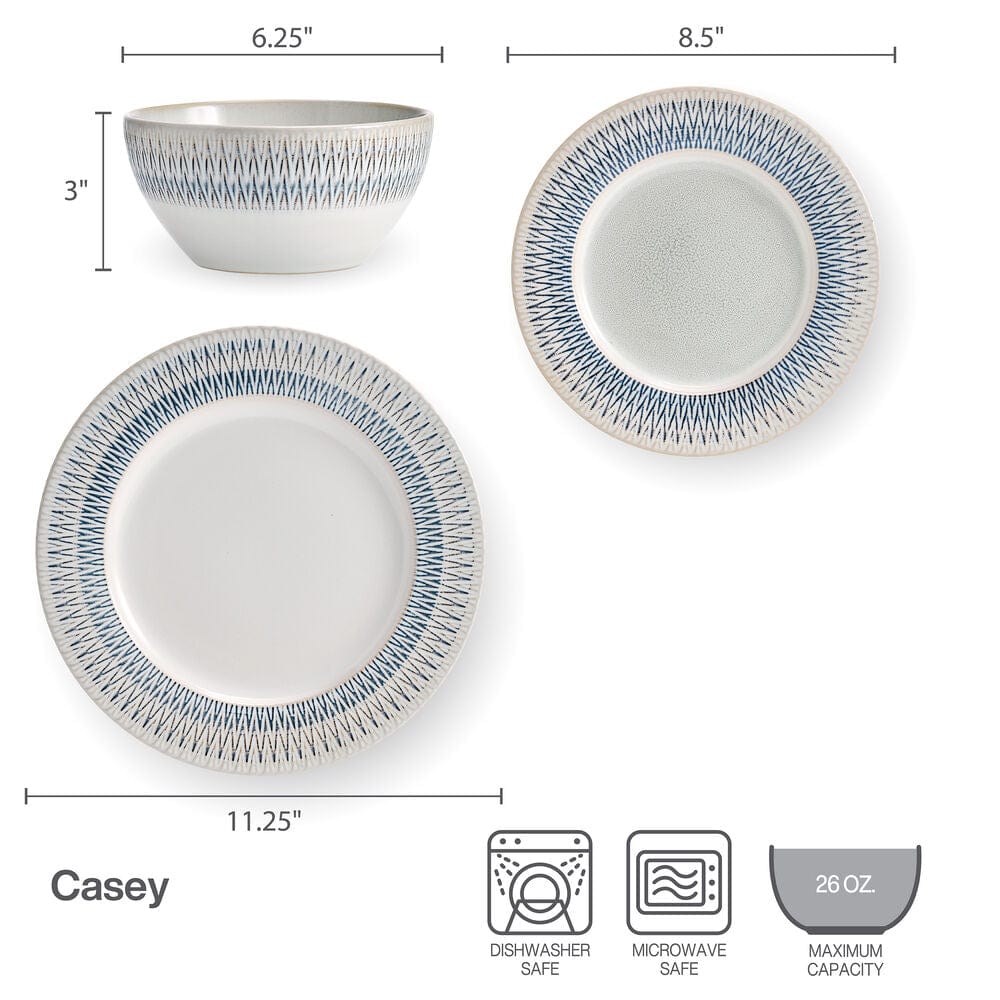 Casey 12 Piece Dinnerware Set. Service for 4