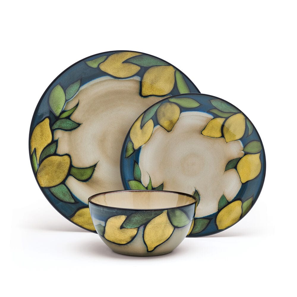 Painted Lemons 12 Piece Dinnerware Set. Service for 4