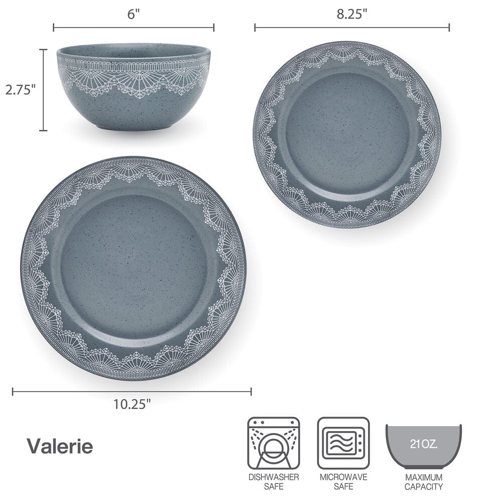 Valerie 12 Piece Dinnerware Set. Service for 4