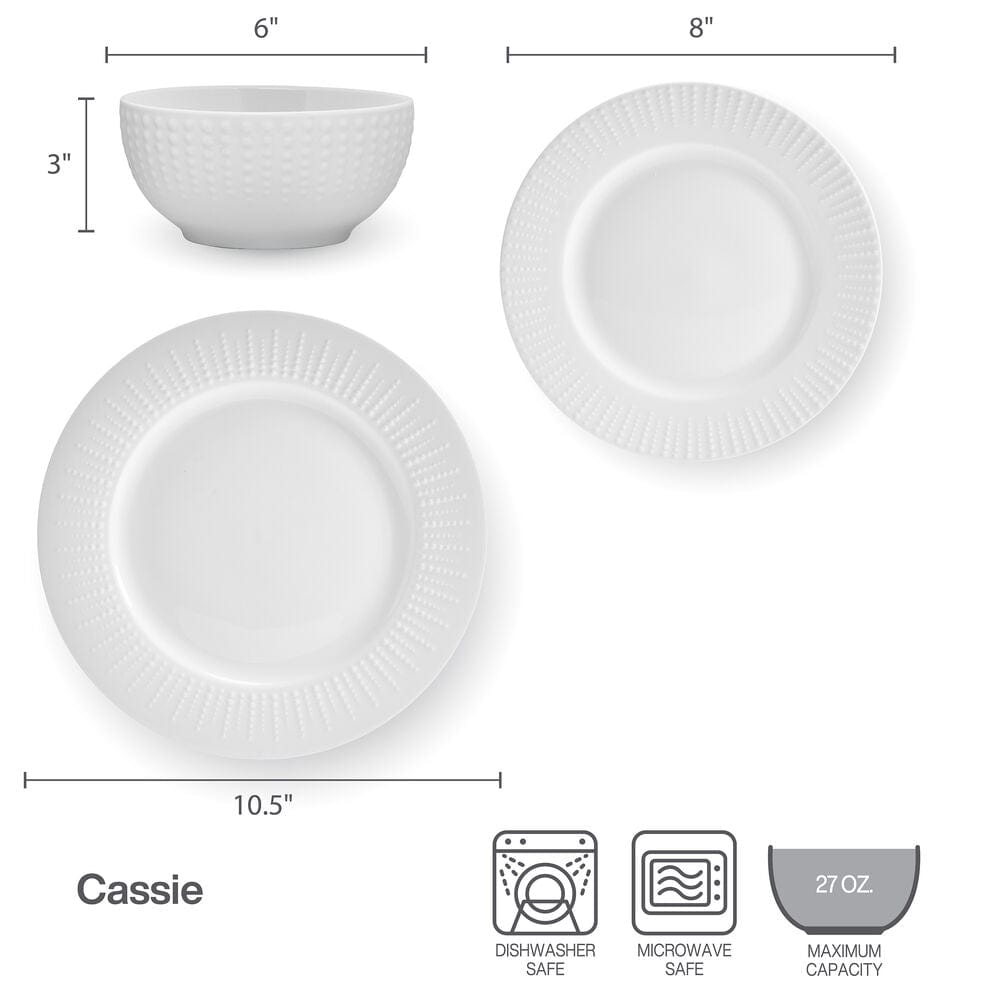 Cassie 12 Piece Dinnerware Set. Serivce for 4
