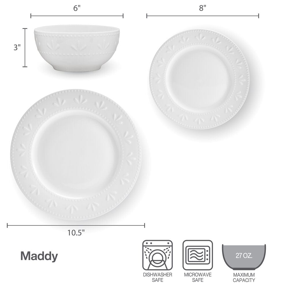 Maddy 12 Piece Dinnerware Set. Service for 4