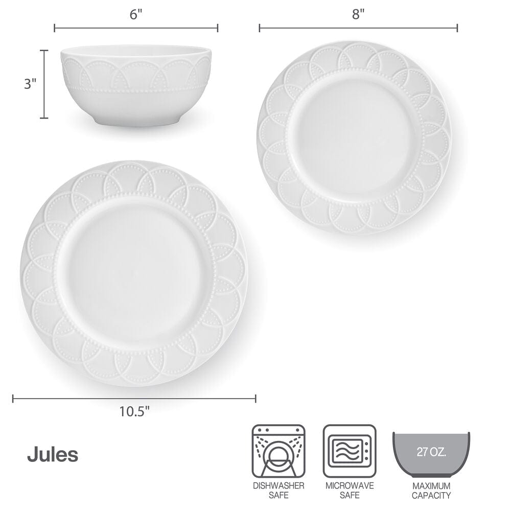 Jules 12 Piece Dinnerware Set. Service for 4