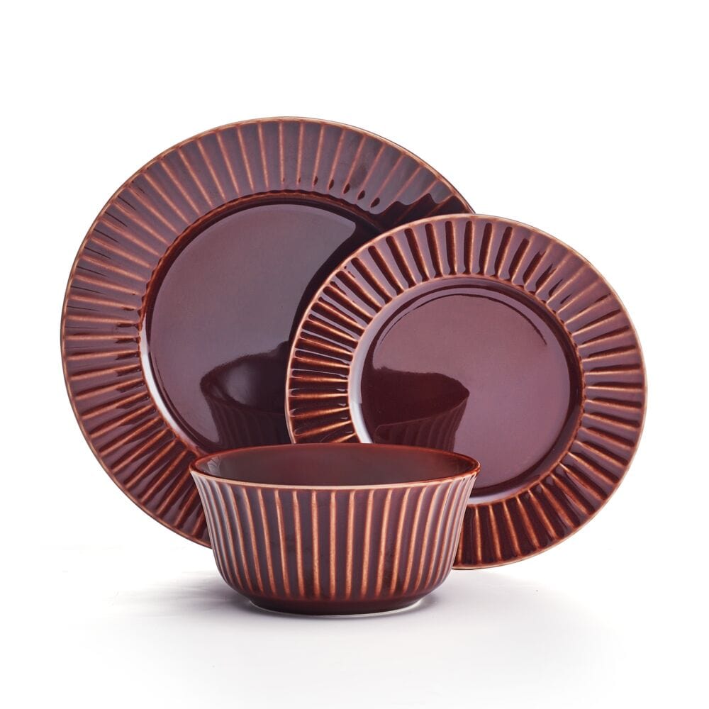 Dannie Red 12 Piece Dinnerware Set. Service for 4