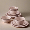 Trellis Pink 12 Piece Dinnerware Set. Service for 4