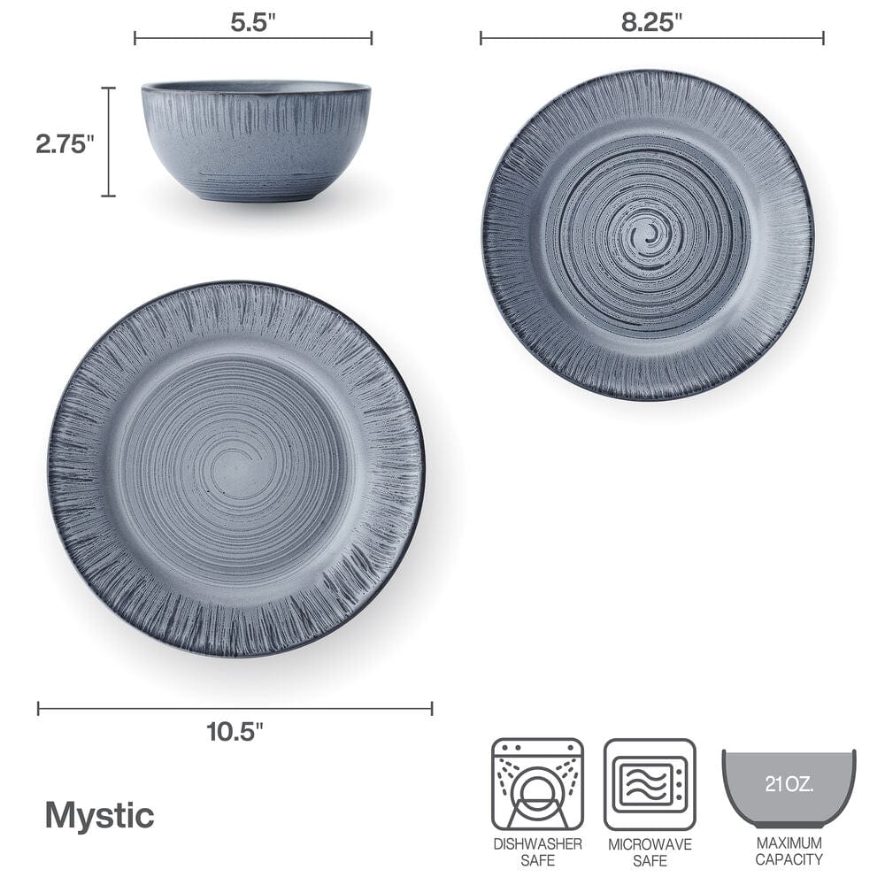 Mystic 12 Piece Dinnerware Set. Service for 4