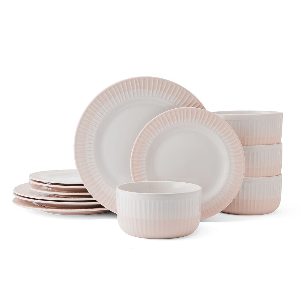 Darbie Angell Rising Up Blush 12 Piece Dinnerware Set. Service for 4