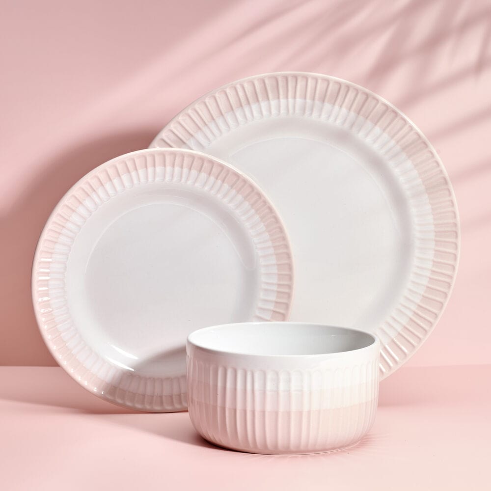 Darbie Angell Rising Up Blush 12 Piece Dinnerware Set. Service for 4